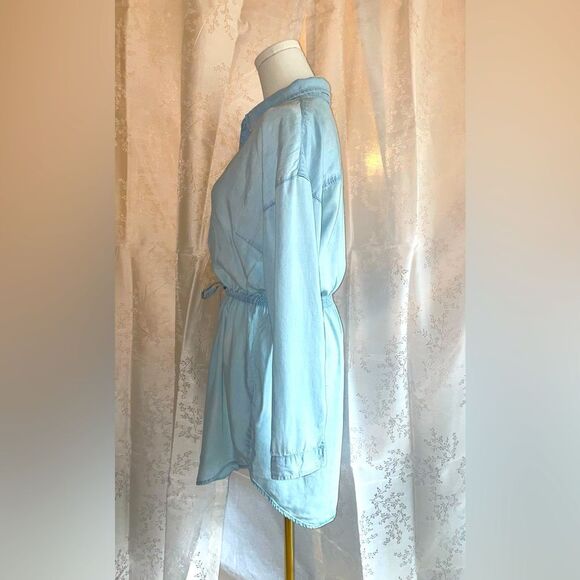 Light Blue Denim Shirt Dress - Picture 3 of 6